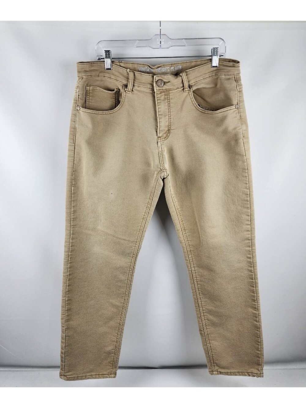 Vintage Genes Black Jeans Mens 36x29 Beige Slim Straight Denim